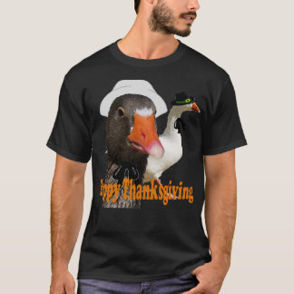 Leuk Gelukkig Thanksgiving Pilgrim Eend Paar In Ko T-shirt