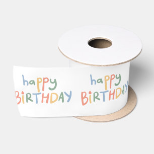 Leuk Gelukkig Verjaardags Wit Pastel Kinder Feestl Lint