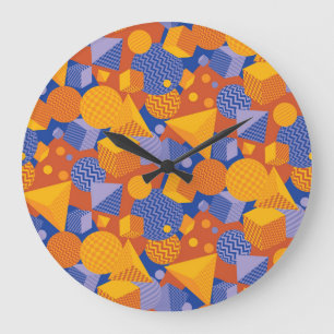 Leuk geometrisch Oranje violette patroon Grote Klok