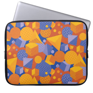 Leuk geometrisch Oranje violette patroon Laptop Sleeve