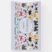 Leuk Gepersonaliseerd Dier Eerste 1e Verjaardagsfe Spandoek (Verticaal)