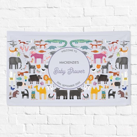Leuk gepersonaliseerd dierlijk Baby shower Spandoek