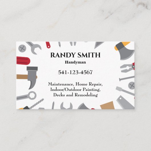 Leuk gereedschap Handyman Onderhoud Reparatie Busi Visitekaartje (Voorkant)