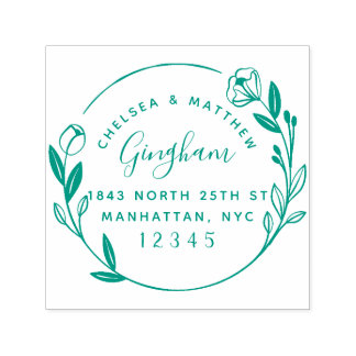 Leuk getrouwd paar bloemenkrans retour adres  zelfinktende stempel