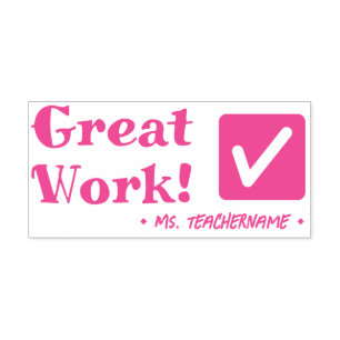 Leuk "Geweldig werk!" Tutor Rubber Stamp Zelfinktende Stempel