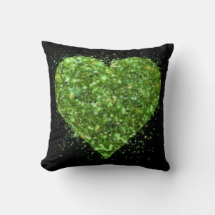 Leuk groen glinsterend glitter hart kussen