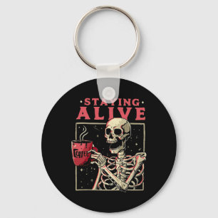 Leuk Halloween Blijven Alive Coffee Skeleton Stay Sleutelhanger