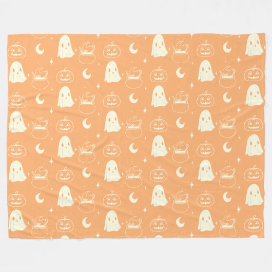 Leuk Halloween Boo Ghost Pattern Fleece Deken (Voorkant (Horizontaal))