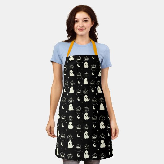 Leuk Halloween Boo Ghost Pattern Schort (Gedragen)