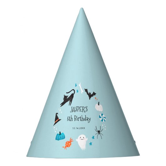 Leuk Halloween Creature Blauw Verjaardagsfeest Feesthoedjes (Voorkant)