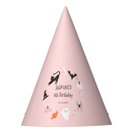 Leuk Halloween Creature Roze Verjaardagsfeest Feesthoedjes (Voorkant)