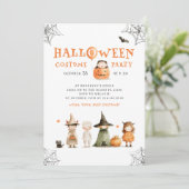Leuk Halloween Kostuum Feest Kaart (Staand voorkant)