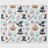 Leuk Halloween pastelpatroon Cadeaupapier (Vlak)