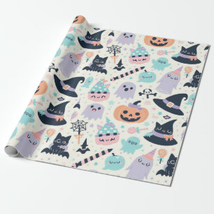 Leuk Halloween pastelpatroon Cadeaupapier