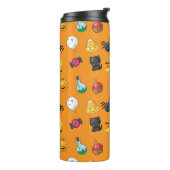 Leuk Halloween Patroon met oranje achtergrond Thermosbeker (Gedraaid links)