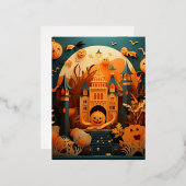 Leuk Halloween Scène 3D Effect Ontwerp Folie Feestdagen Briefkaart (Voorkant / Achterkant)