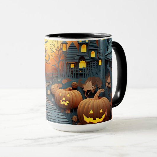 Leuk Halloween Scène 3D Effect Ontwerp Mok (Voorkant rechts)