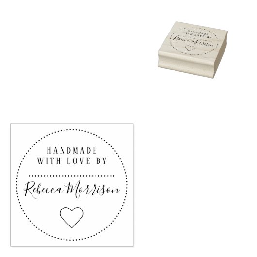 Leuk hart | Aangepaste naam Script Handgemaakt met Rubberstempel (Gestempeld)