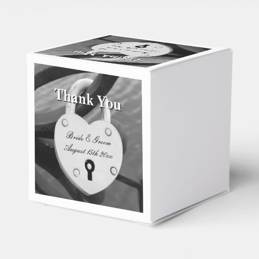 Leuk hart gevormd liefde slot met sleutelgat bruil bedankdoosjes (Achterkant)