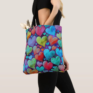 Leuk hartpatroon Blauw Mix Draagtas
