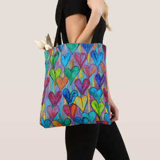 Leuk hartpatroon Blauw Mix Draagtas