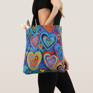 Leuk hartpatroon Blauw Mix Draagtas