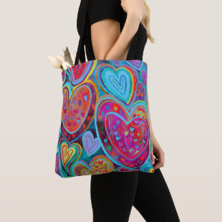 Leuk hartpatroon Blauw Mix Draagtas