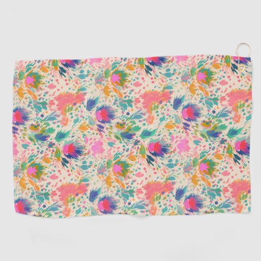 Leuk Helder Kleurrijk Messy Bloemen Patroon Golfhanddoek (Horizontaal)