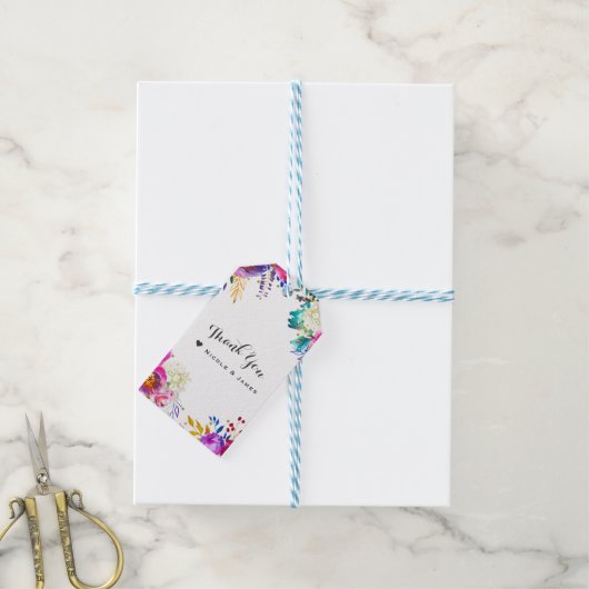 Leuk Helder Krachtig Aquarel Bloem Motief Kleur Sp Cadeaulabel (Met Touw)