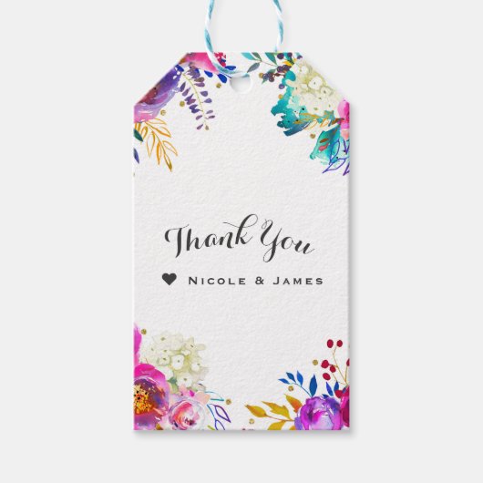 Leuk Helder Krachtig Aquarel Bloem Motief Kleur Sp Cadeaulabel (Voorkant)