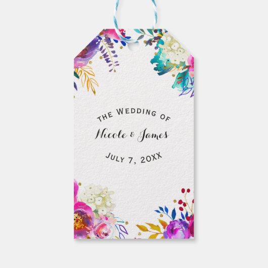 Leuk Helder Krachtig Aquarel Bloem Motief Kleur Sp Cadeaulabel (Achterkant)