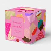 Leuk, helder roze cupcake - Bruiloft Bedankdoosjes (Achterkant)