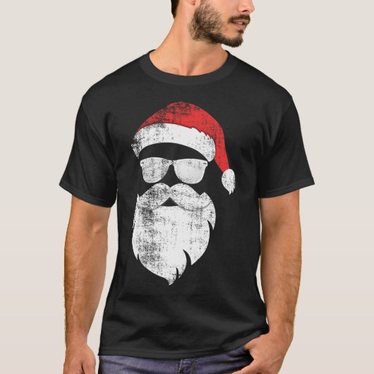 Leuk hipster kerstman gezicht met Petten baard en T-shirt (Voorkant)