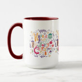 Leuk Holly Jolly Retro Kerstmis Tekst Ontwerp Mok (Links)