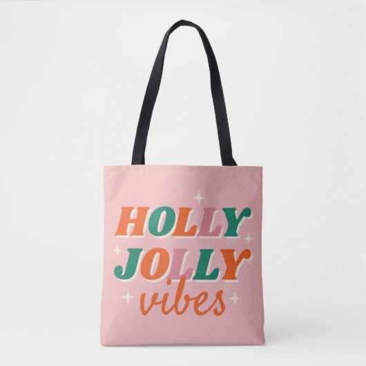 Leuk Holly Jolly Vibes kerstontwerp Draagtas (Voorkant)
