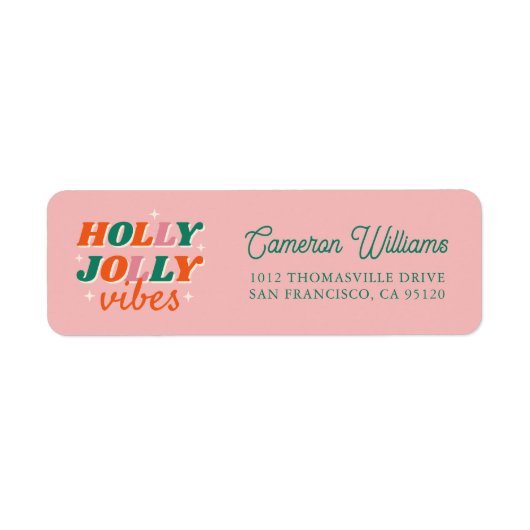 Leuk Holly Jolly Vibes kerstontwerp Etiket (Voorkant)