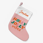 Leuk Holly Jolly Vibes kerstontwerp Kleine Kerstsok (Voorkant (Hangend))