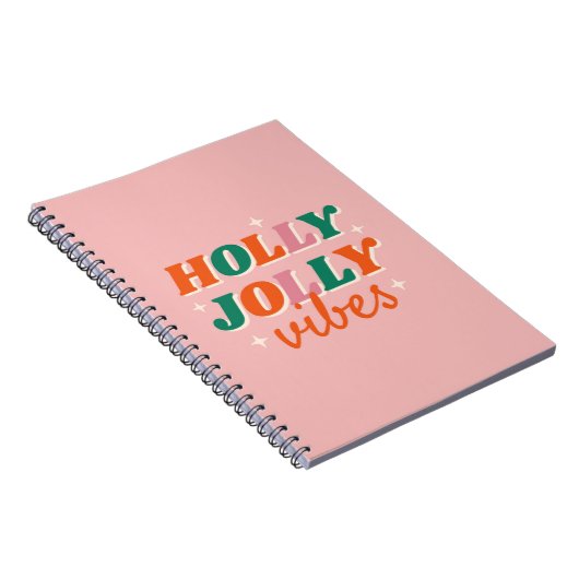 Leuk Holly Jolly Vibes kerstontwerp Notitieboek (Rechterzijde)