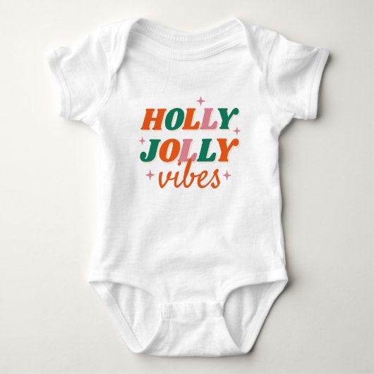 Leuk Holly Jolly Vibes kerstontwerp Romper (Voorkant)
