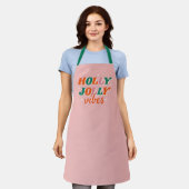 Leuk Holly Jolly Vibes kerstontwerp Schort (Gedragen)