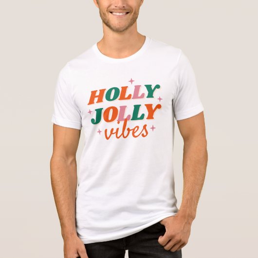 Leuk Holly Jolly Vibes kerstontwerp Tri-Blend Shirt (Voorkant)