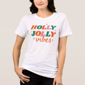 Leuk Holly Jolly Vibes kerstontwerp Tri-Blend Shirt (Voorkant)