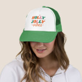 Leuk Holly Jolly Vibes kerstontwerp Trucker Pet (In situ)