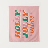 Leuk Holly Jolly Vibes kerstontwerp Wandkleed (Voorkant)