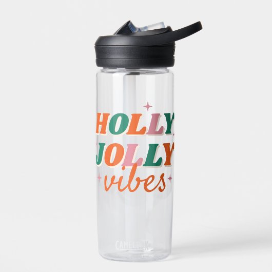 Leuk Holly Jolly Vibes kerstontwerp Waterfles (Links)