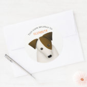 Leuk hondenboeklabel met kindernaam ronde sticker (Envelop)