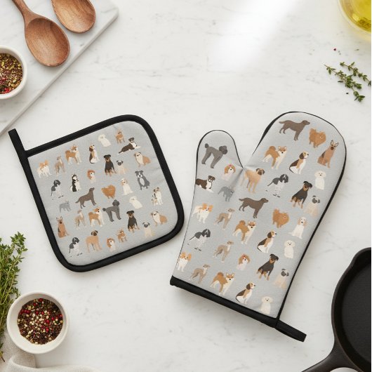 Leuk Hondenliefhebber Pattern Ovenwant & Pannenlap Set
