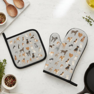 Leuk hondenliefhebberpatroon ovenwant & pannenlap set
