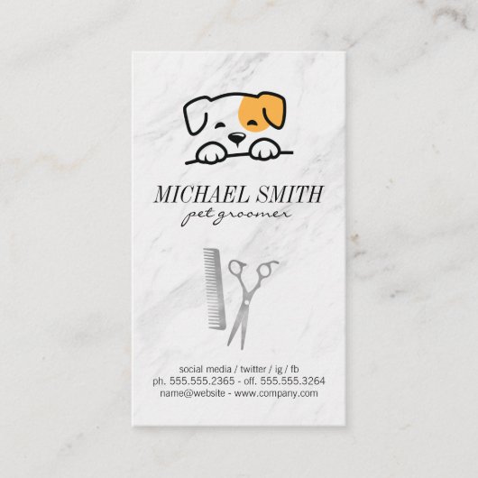Leuk hondenpictogram | Groomer Tools Visitekaartje (Voorkant)