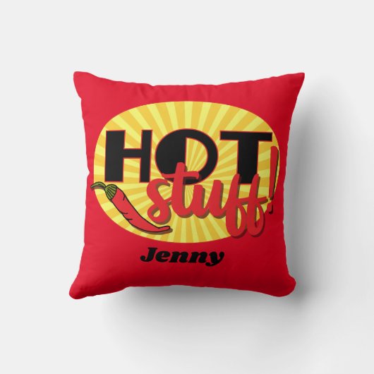 Leuk Hot Stuff Rood en Geel Chillies Quote Kussen (Achterkant)